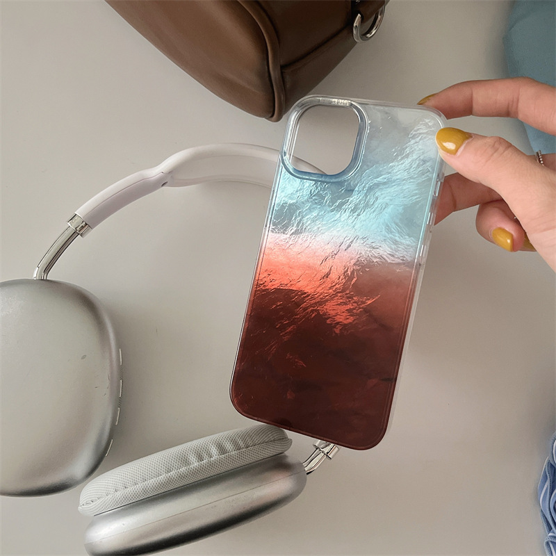 Patrón de papel de aluminio degradado simple para iPhone16/15ProMax funda para teléfono móvil pareja 13 Apple 14Pro