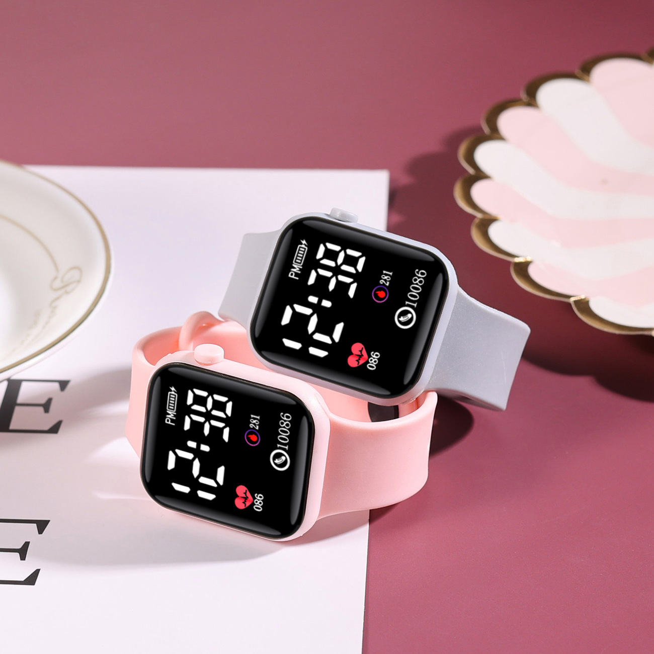 Fábrica de reloj de ciencia y tecnología cuadrados de alto valor facial de los estudiantes de la fiesta de moda simple para ver el tiempo reloj electrónico