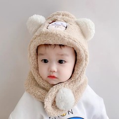 漫画の子羊の毛の赤ちゃんの冬の保温の頭の帽子の男女の子供のかわいい小さい乳牛の形のぬいぐるみの頭の帽子