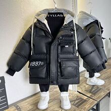 男童羽绒棉服2025冬装新款韩版加绒棉袄加厚棉衣儿童休闲外套帅气