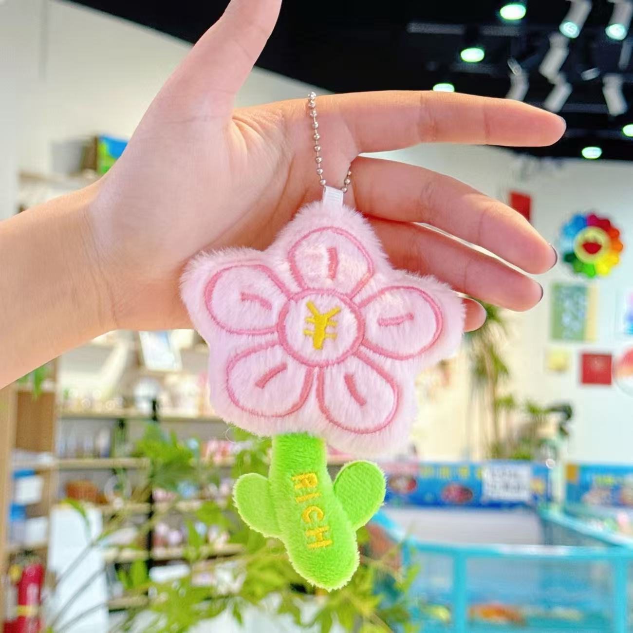 Creativo lindos colgantes de flores juguetes de peluche muñecas bolsas colgantes muñecas llaveros ramo muñecas al por mayor