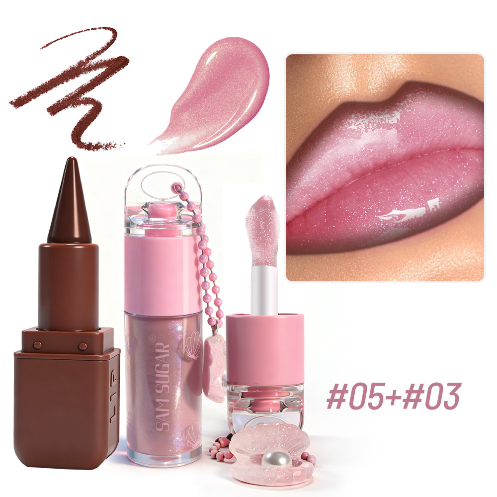 Cross-border SAM SUGAR Lip Liner Lip Oil Set Brilliant Moisturizing Lipstick Mirror Resistant