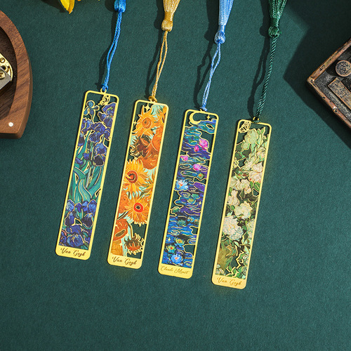 National style metal bookmark, hollow, exquisite, cultural, creative, classical, creative, retro, oil painting, book page clip, badge pendant