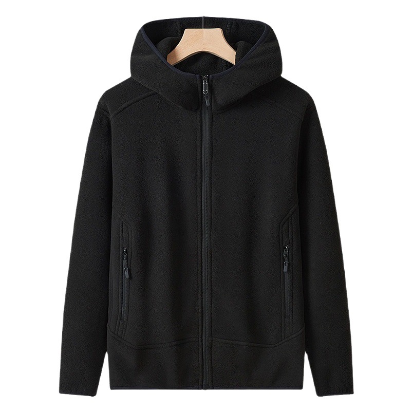 Thickened hooded polar fleece men's jacket casual plus size loose new hooded fleece jacket middle-aged and elderly autumn and winter top