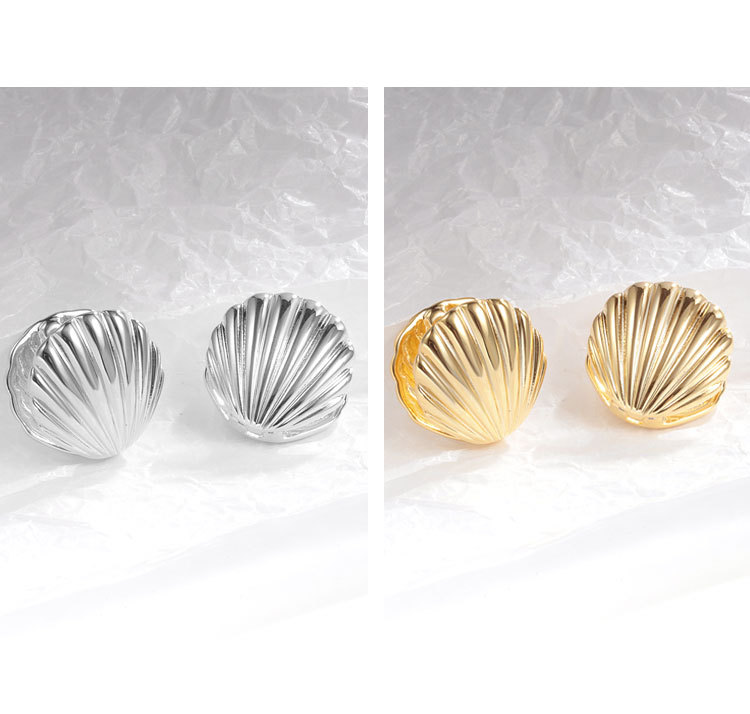 18g Weight Copper Ear Needle Material Earrings Classification 1 Pair Quantity Holiday, Daily Occasion Copper Material Shell Pattern Women's Gender Simple Style Style 1 Pair Simple Style Shell Copper Earrings 4