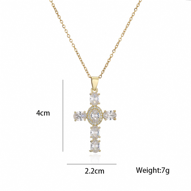 hot sale copper micro-inlaid zircon cross pendant necklace jewelry new product