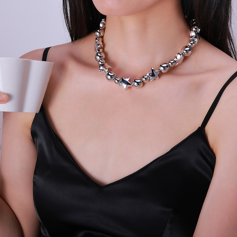 Beaded Chain Chain Type Simple Style Star CCB Metal Beaded Chain Choker Wholesale