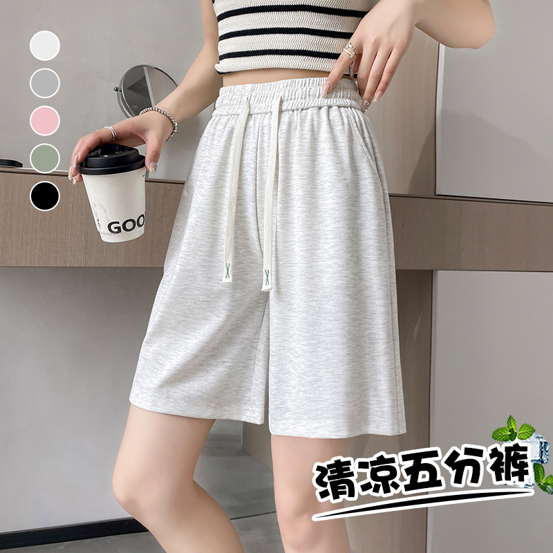 冰丝短款运动裤女2025夏季新款斜纹凉感五分裤宽松百搭软糯短裤子