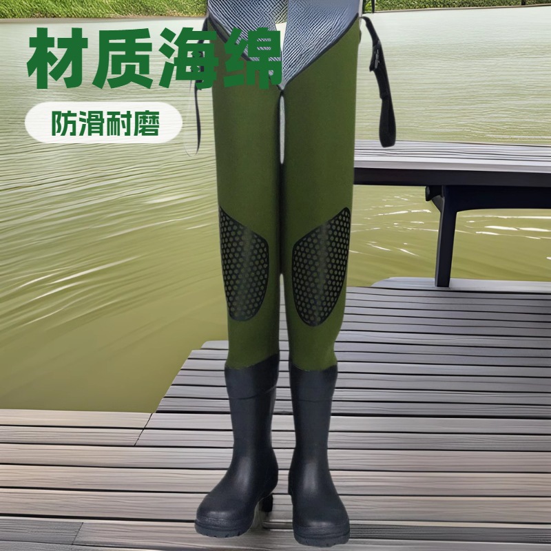 Professional Factory Cross-Border E-Commerce Amazon High-Quality 4mm Neoprene Waterproof Green Trouser Tube Rubber Shoes