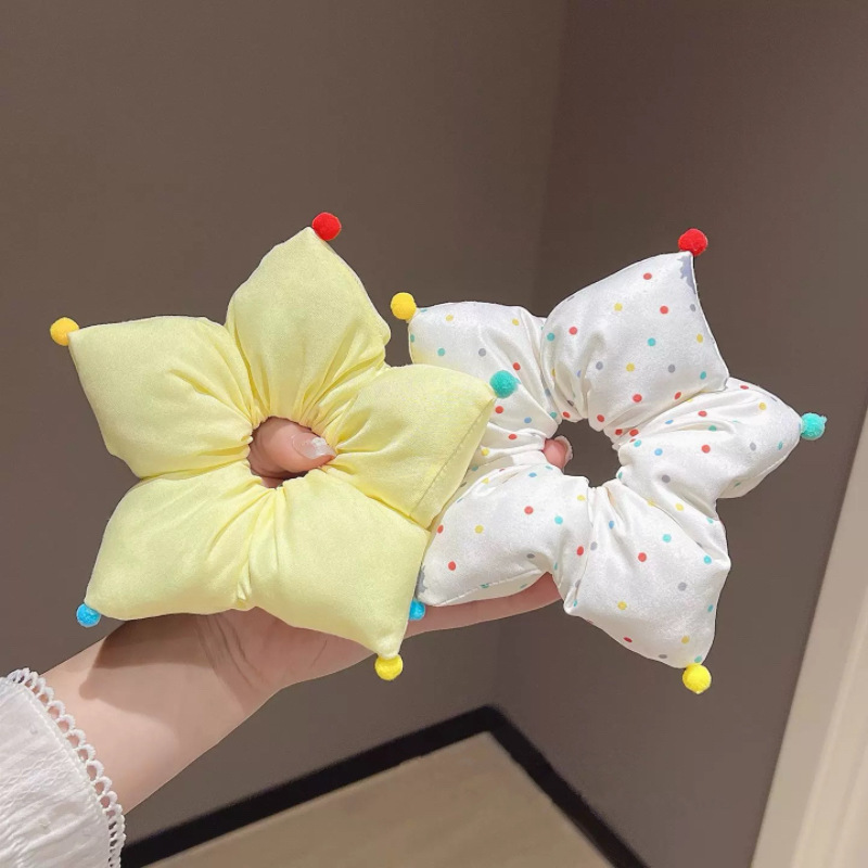 可爱彩色波点~星星海绵大肠发圈女丸子头低马尾扎头发绳韩版头饰|undefined