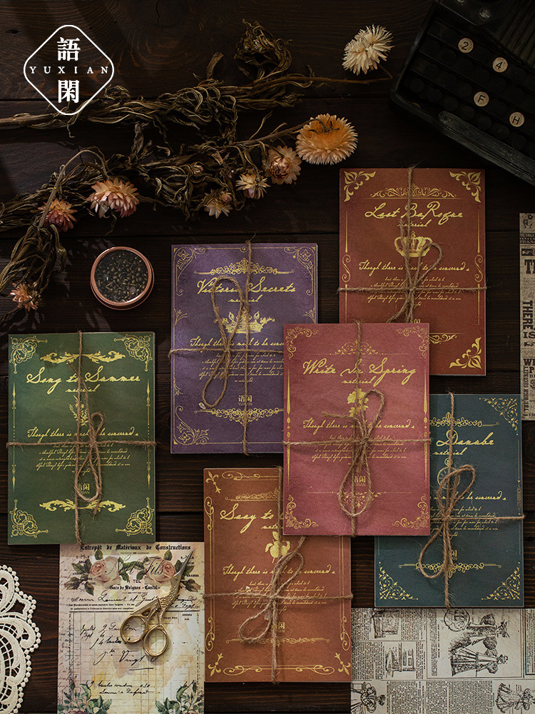 Yuxian Material Paper, Jersey Island Morning Glow Series Retro Literary Handnote Decoration Base Paper 30 Sheets In 6 Styles