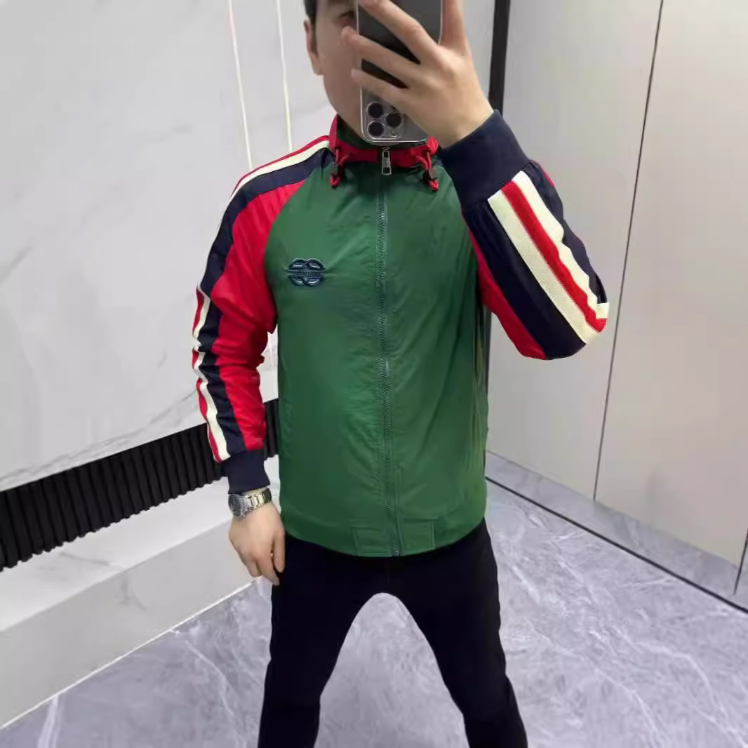 2024 Fashionable and Versatile Stand-Up Collar Casual Jacket Summer New Men's Korean Style Color-Blocked Jacket Trendy Tops