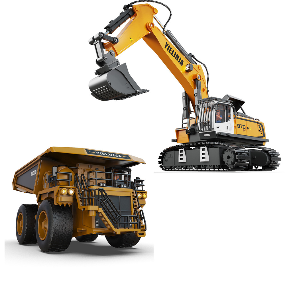 Excavadora de juguete con control remoto, camión volquete de aleación, bulldozer para niños, Amazon