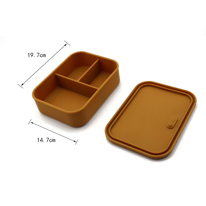 Lonchera de silicona de venta caliente transfronteriza, lonchera para estudiantes, lonchera portátil para trabajadores de oficina, compartimento cuadrado antiolor