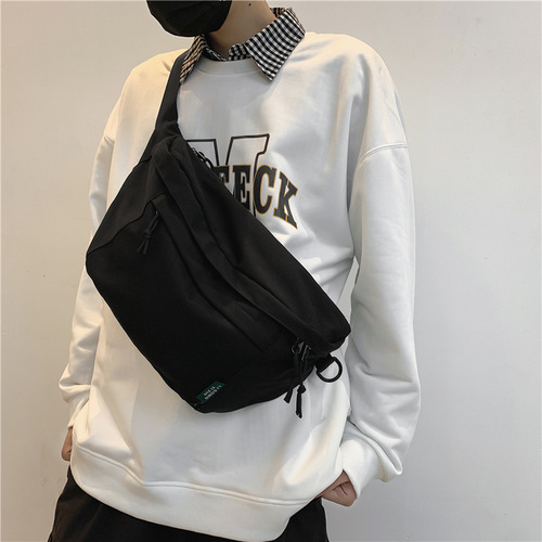 Simple crossbody bag for men, sports style for men, large-capacity chest bag, casual Japanese shoulder bag for men, solid color backpack for women
