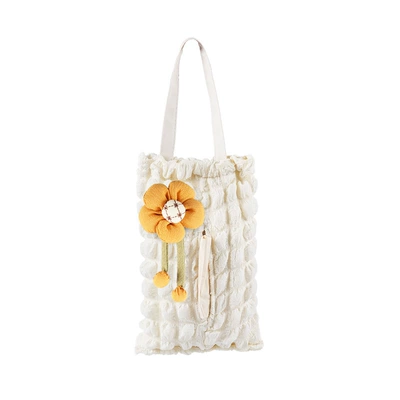 Puff Grid Car Tissue Box Cute Car Seat Hanging Tissue Box Creative Multifunctional Car Tissue Hanging Bag (Car tissue box/set) - puff-style-hanging-tissue-box-with-pumpkin-flower-design-in-yellow