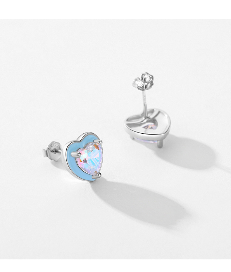 7g Weight 0.03µm Gold Plating Thickness Electroplating Gold Plating Process 925 Sterling Silver Ear Needle Material Rhodium Plated Plating Material Zircon Inlay Material Ear Studs Classification 1 Pair Quantity Daily Occasion 925 Sterling Silver Material Heart Shape Pattern Women'S Gender Sweet Style Inlay Craft 1 Pair 925 Sterling Silver Heart Shape Zircon Ear Studs