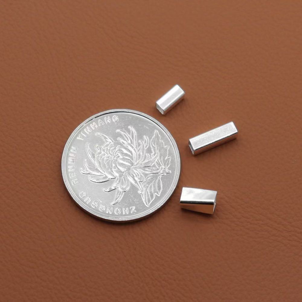S925 sterling silver straight-hole small square tube spacer beads, handmade bracelet, necklace, and silver jewelry accessories