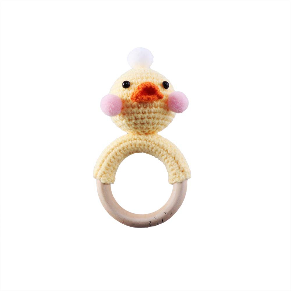 Baby Knitted Rattle Bell Wooden Ring Sounding Rattle Toy Rattle Toy Baby Soothing Doll Hand Crocheted Weaving display picture 11