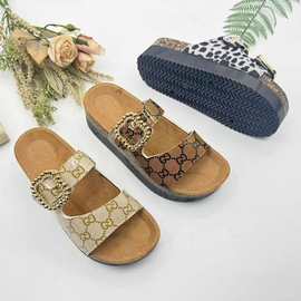 BK拖鞋女包头钓鱼勃肯鞋博肯半拖鞋真皮软木日系厚底半拖男女同款