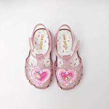 梅丽莎新款儿童凉鞋包头洞洞melissa渐变色流沙爱心果冻鞋女宝香