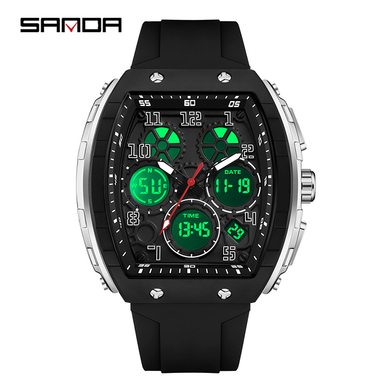 SANDA marca reloj electrónico digital multi-funcional de moda reloj de los hombres de moda de silicona impermeable reloj de alarma reloj de los hombres