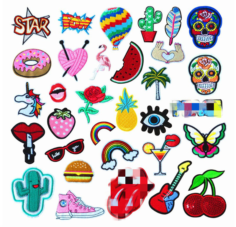 Lugar de fábrica de origen a juego de dibujos animados bordado de flores pegatinas de tela ropa de bricolaje decoración planchado parche pegatinas transfronterizas