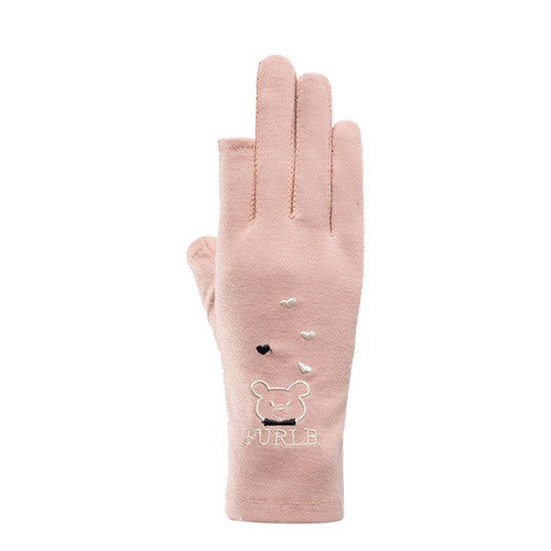Sun protection gloves for women, cute, thin, driving and riding, picking tea, breathable, short, summer, leaking two fingers, spring and autumn