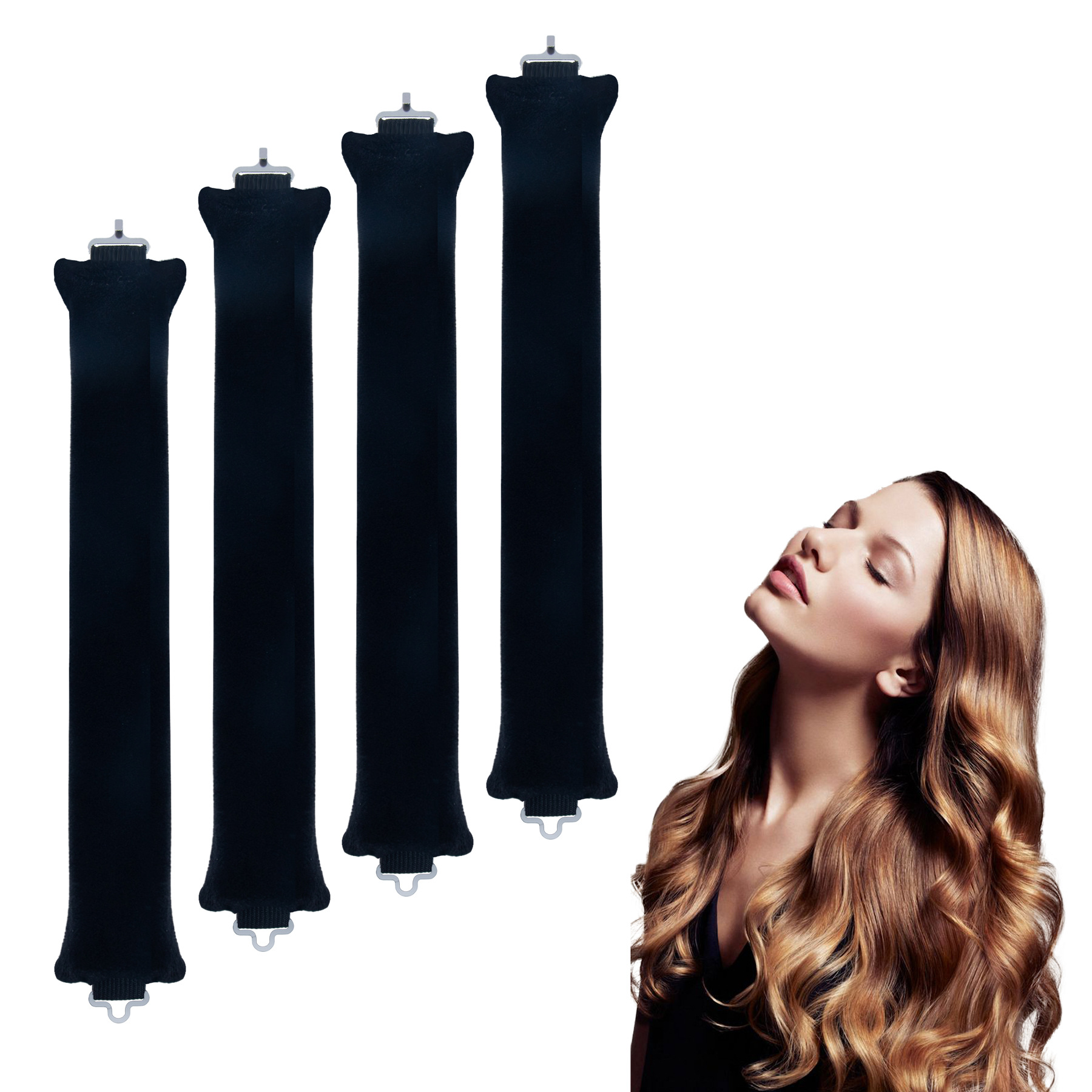 2024 4 Pack baby velvet curling iron European and American hook sleeping artifact does not hurt hair without heat curling iron suit