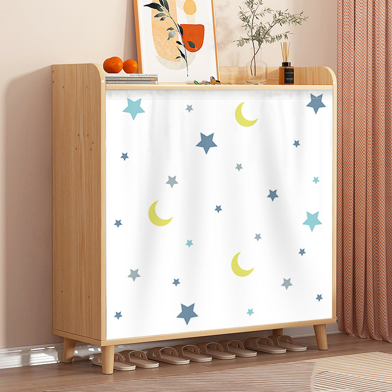 Gabinete de tela que cubre la cortina Velcro autoadhesivo gabinete de zapatos que cubre la cortina fea sin perforaciones armario sundries gabinete puerta cortina hogar