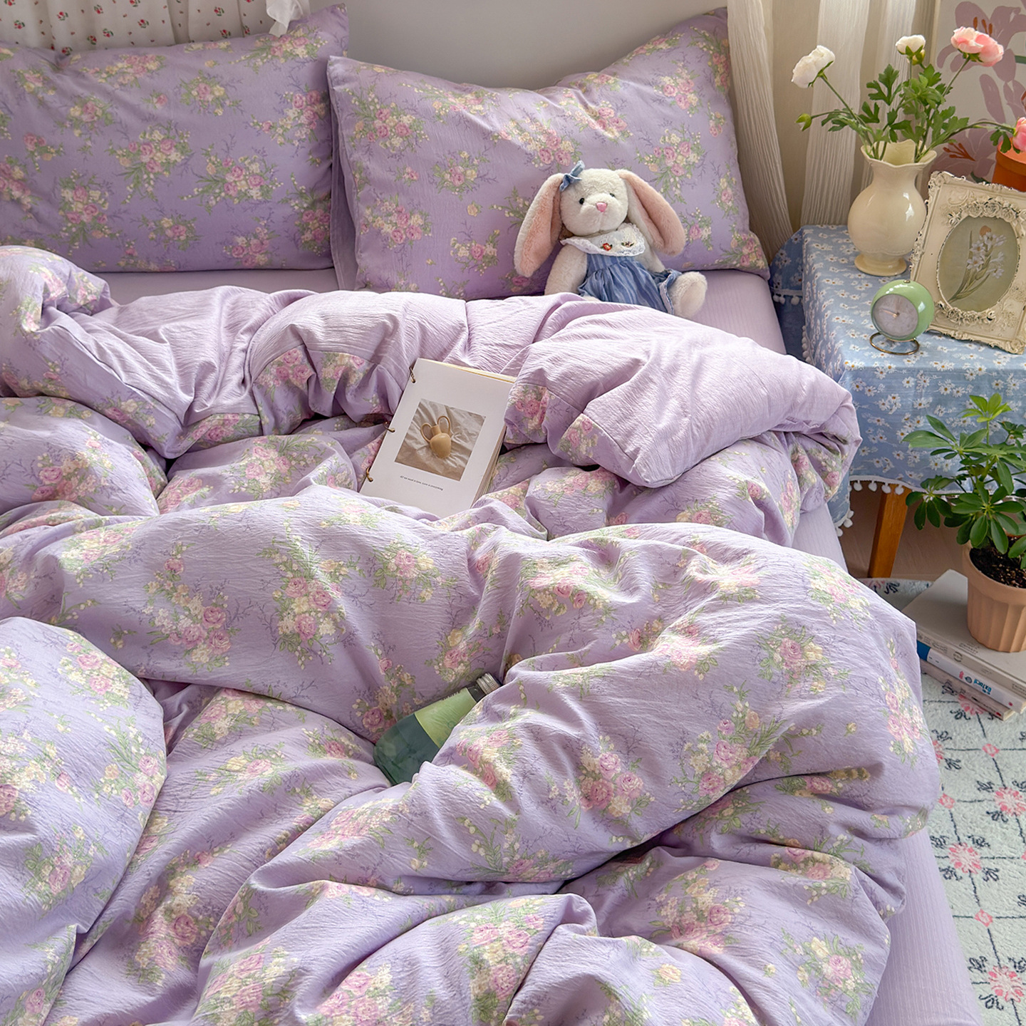 Una clase de cuatro piezas de grado materno-infantil de algodón puro de doble capa de algodón en la cama cubierta de sábanas de cama nueva cama de dormitorio Kasa San set de 4 piezas