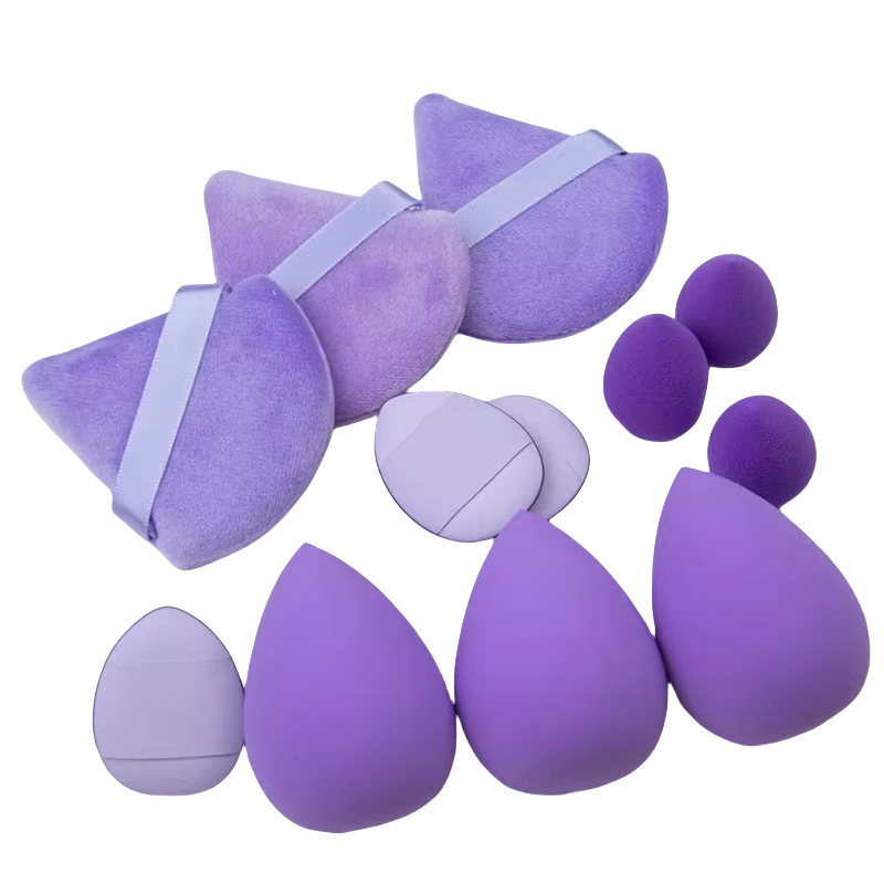 Juego de 12 piezas de huevo de belleza de color sólido popular transfronterizo, mini borla de polvo para pulgar, polvo suelto flocado, cojín de aire, huevo de maquillaje image 5