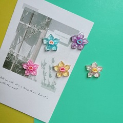 仿真彩色透明花蕊五瓣花 diy树脂洞洞鞋发夹头绳手机壳装饰配件批
