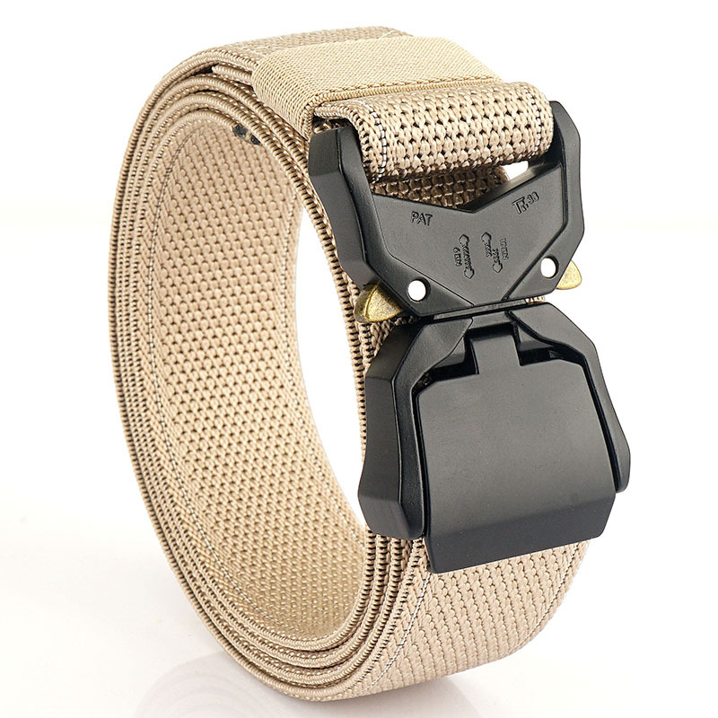 Nuevo cinturón táctico de aleación de aluminio de los hombres de función rápida hebilla de nylon real elástico tejido pantalones de lona cinturón
