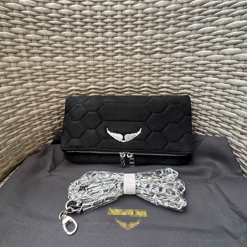 Black nubuck leather embroidery