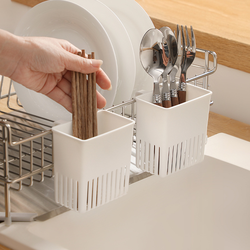 Japanese Kitchen Drain Rack Chopsticks Holder Wall-mounted Chopsticks Cage Knife and Fork Tableware Rack Household Simple Drain Storage