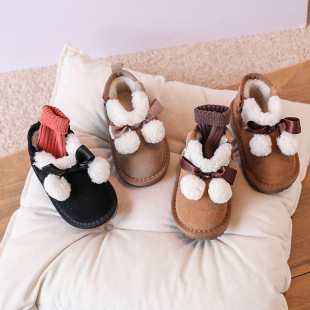 Girls Snow Boots 2024 Winter New Children's Large Cotton Boots fleece-lined Thickened Short Boots Warm Baby Girl Princess Boots