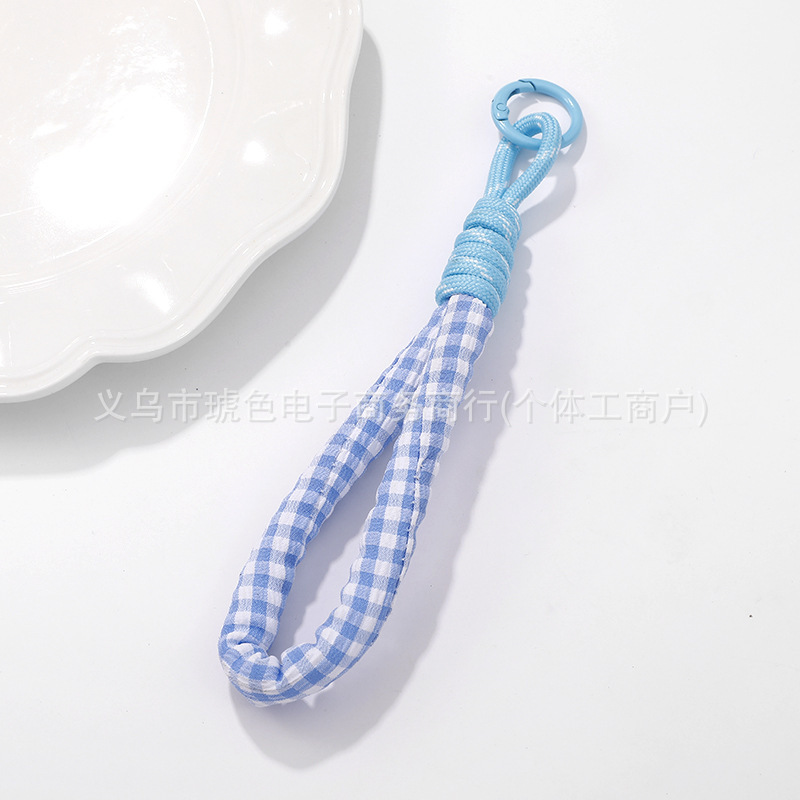 小红书挂绳可爱多巴胺短款手机挂绳格子纹充棉绳子挂绳钥匙扣挂件|undefined