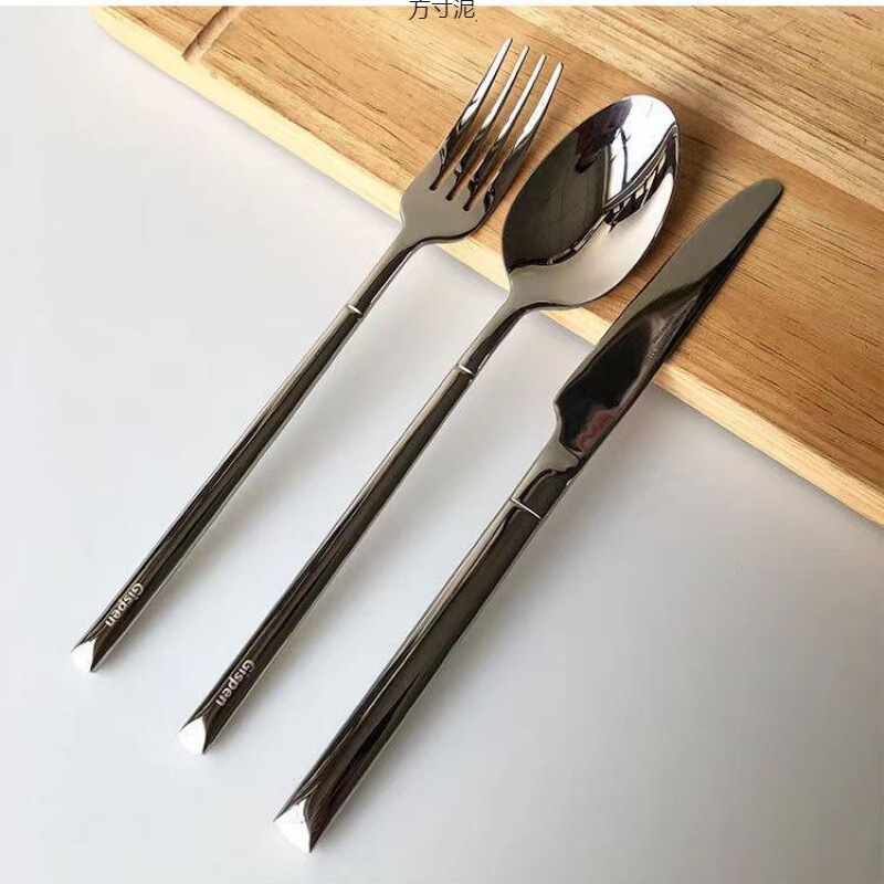 Western-Style Knife, Fork, and Spoon Set, High-Quality Stainless Steel Three-Piece Set, Household Steak Cutlery, Factory Wholesale