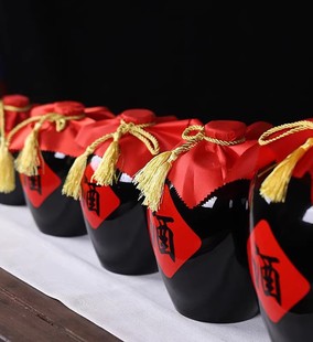 Wholesale clay pottery black glazed red wine word wine jar bottle 1kg 2kg 3kg 5kg 10kg household wine jar wine Zhao Zhili