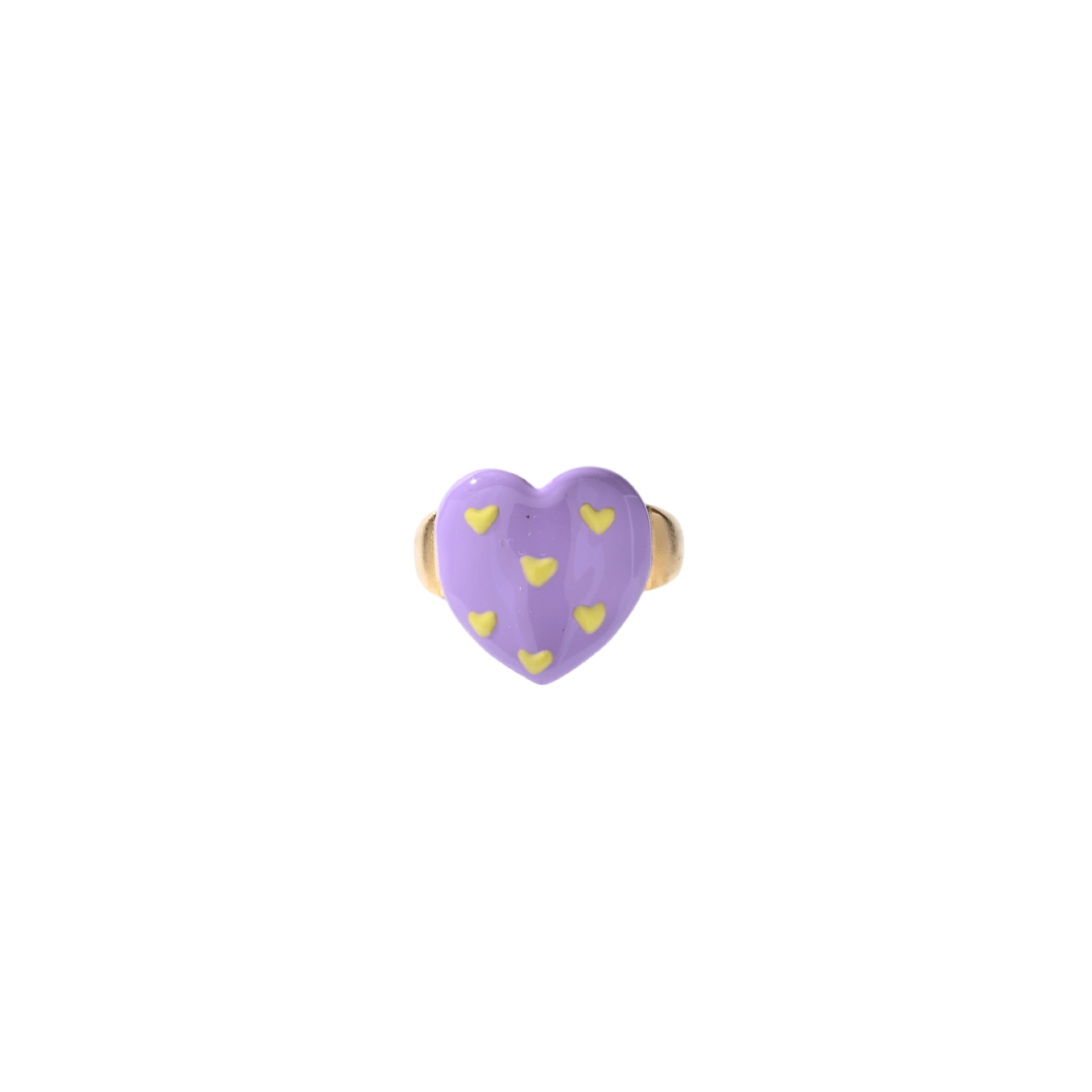 Tina Europa y los Estados Unidos acero inoxidable transfronterizo pintado goteo de aceite esmalte ondulado punto de corazón Y2K venta caliente amor abierto anillo mujer