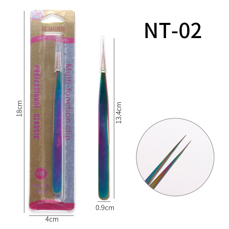 Venta caliente transfronteriza de acero inoxidable colorido pestañas postizas color titanio injertado pestañas pinzas de manicura puntiagudas de precisión