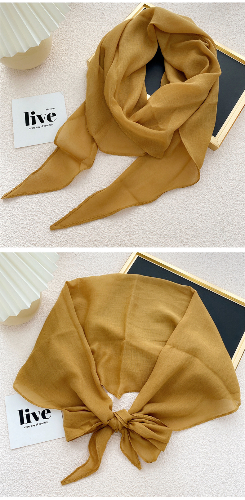 50g Weight Travel Occasion Solid Color Pattern Unisex Gender Sweet Style Orange, Grey&Pink, Grey, White, Green, Blue, Yellow, Black Color Nihaojewelry Solid Color Cotton And Linen Scarf Silk Wholesale Jewelry 9
