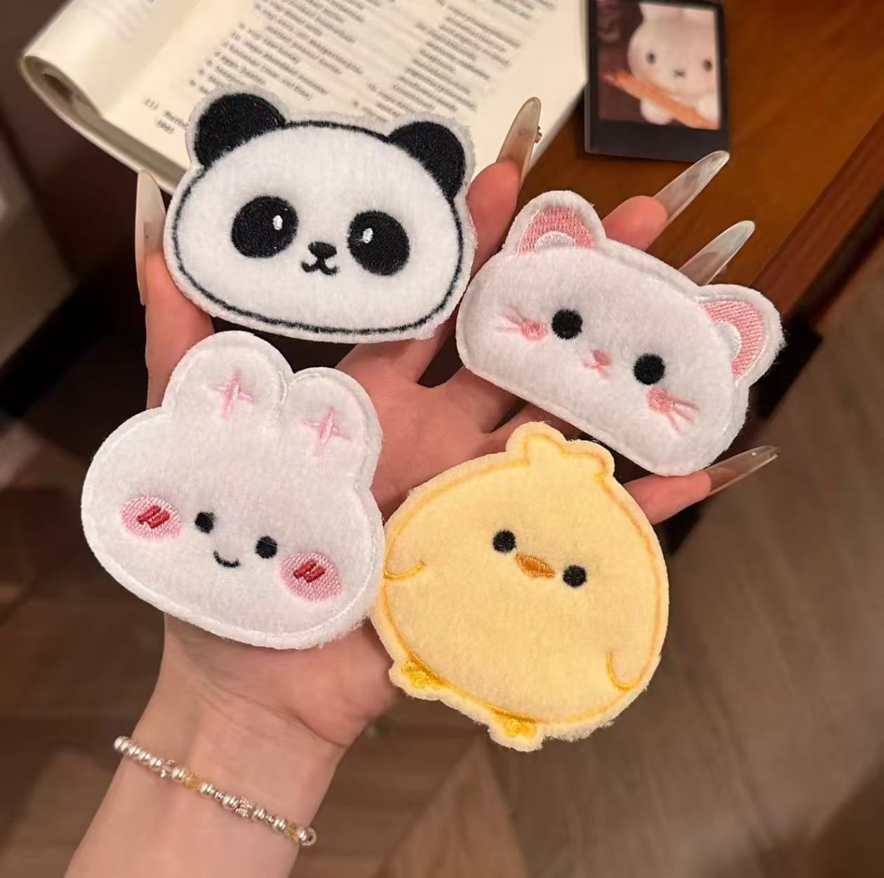Super cute animal-themed hair bangs stickers for girls, soft and fluffy, versatile for everyday use, seamless little chicken hair magic stickers