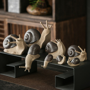 Yuxuan Creative Small Snail Tea Pet Ornaments Ceramic Handmade Tea Table Flower Pet Zen Tea Set Flower Pot Accessories