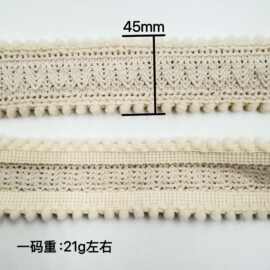 4.5cm手工毛球针织波西米亚风格diy鞋材花边发饰沙滩拖鞋辅料批发