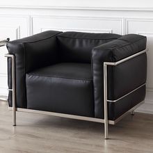 限时特价设计师单人沙发意式极简油蜡皮真皮会所客厅休闲沙发单椅