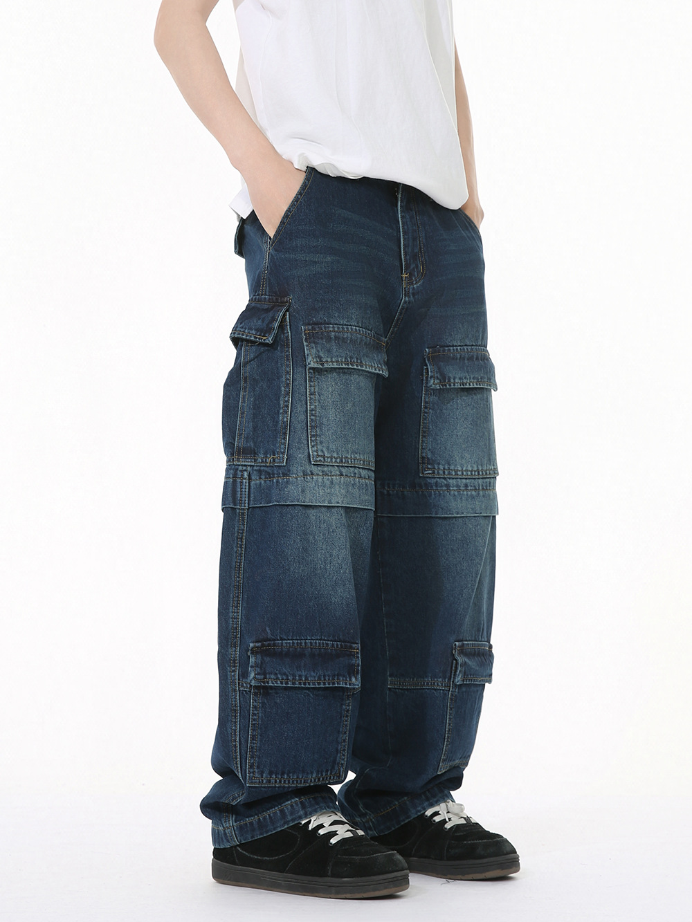 MTLCLOTHES Hombres| Nuevos pantalones de herramienta de diseño de bolsillo americano de peso pesado de alta calle