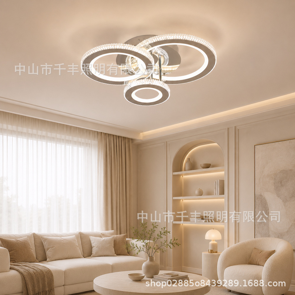 Transfronterizo caliente LED anular iluminación de techo nórdica iluminación hotelera moderna y simple estudio sala de estar luz principal