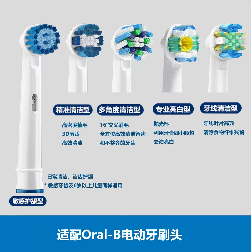 适配博.朗oral-b欧乐比电动牙刷头D12/D16/3757/3709/P2000通用